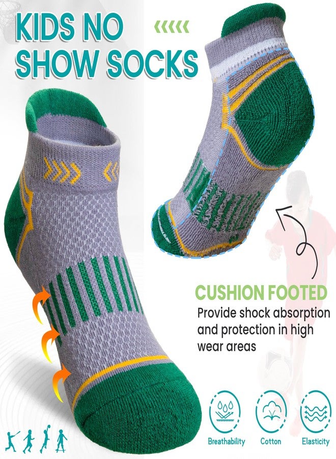 Eyean Boys Athletic Half Cushioned Ankle Socks Kids Cotton Sport Low Cut Socks 6 Pairs (Red/Yellow/Green, 5-8 Years) - Image 5